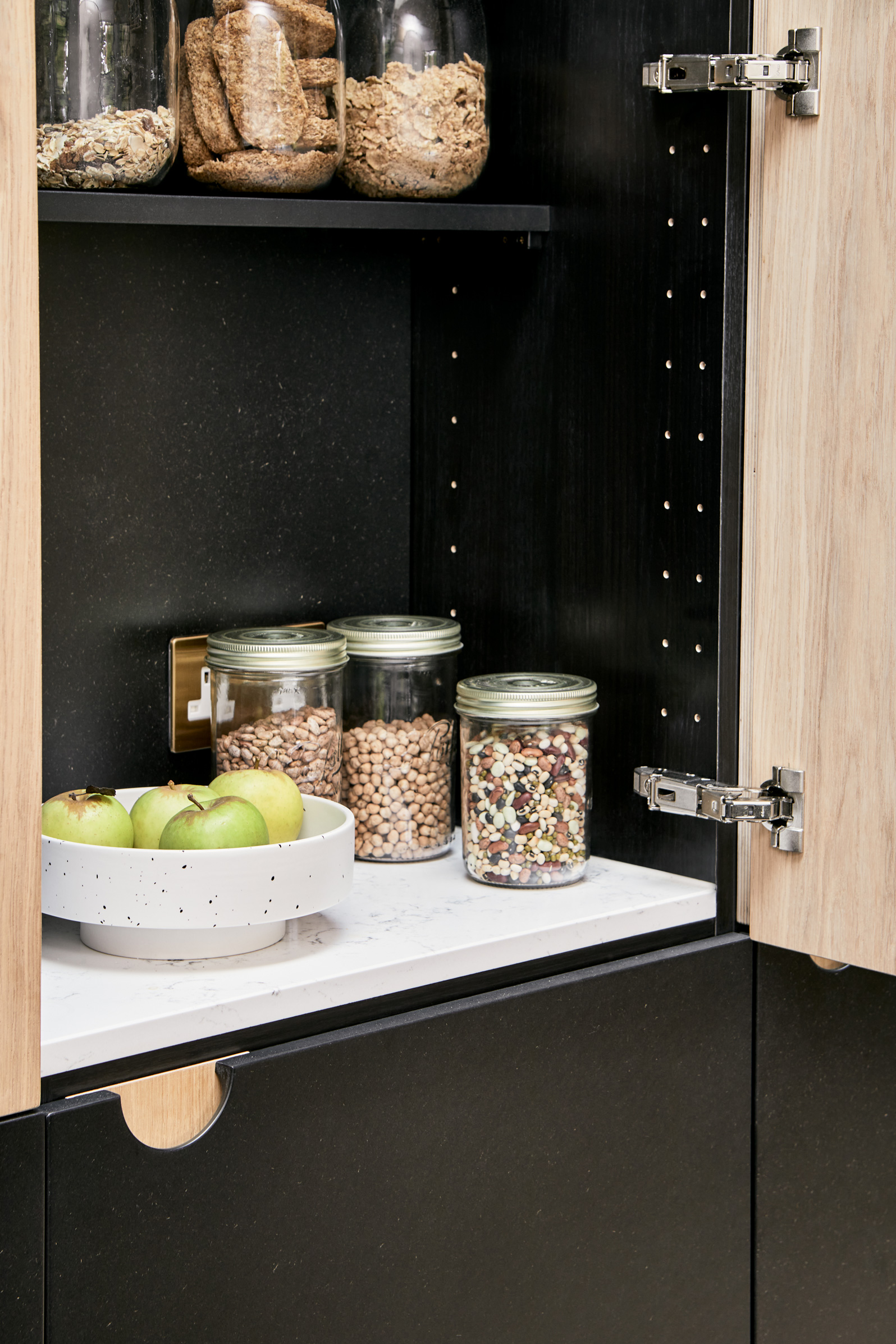 pantry interior with spice jars