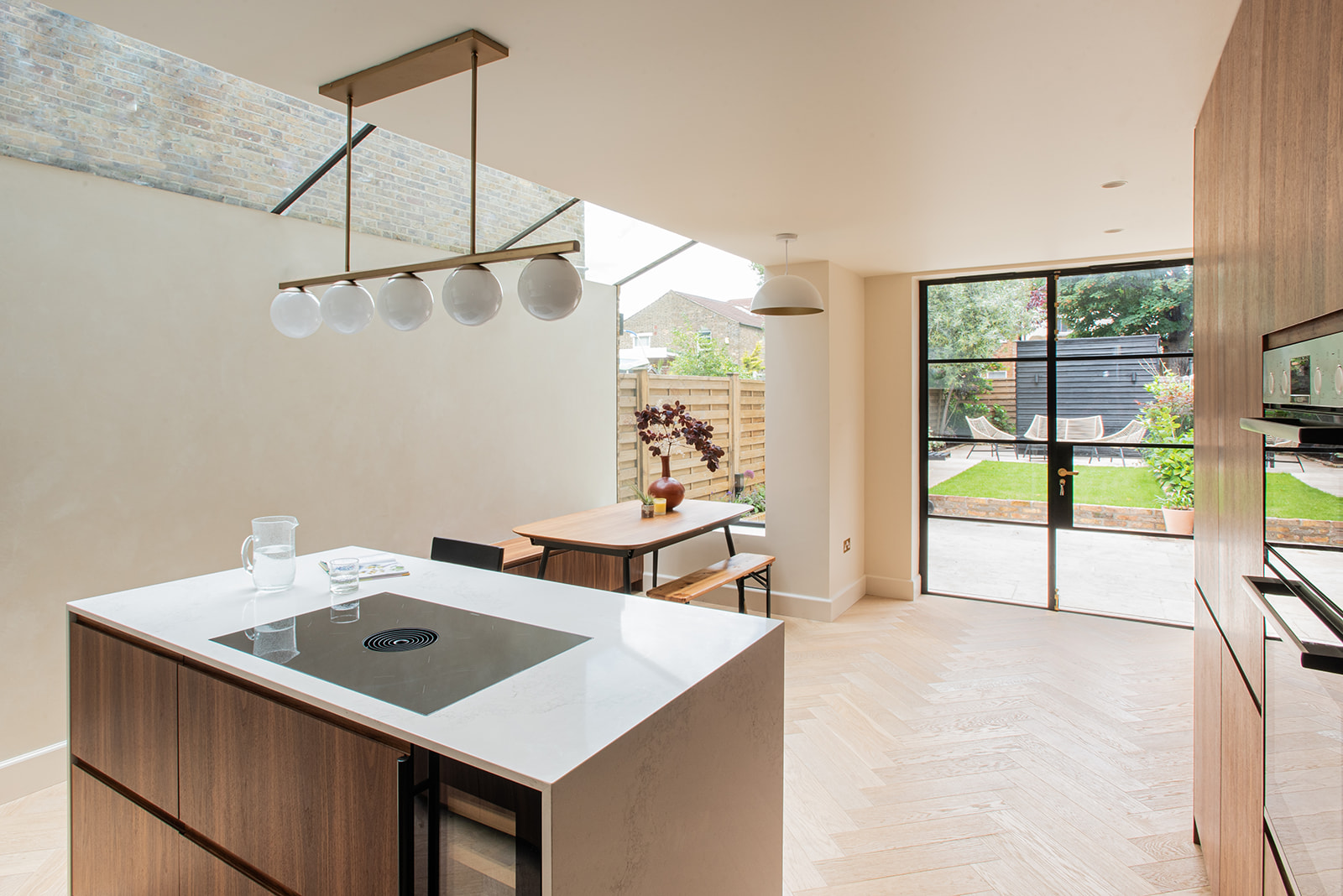 Kitchen island with hob and table