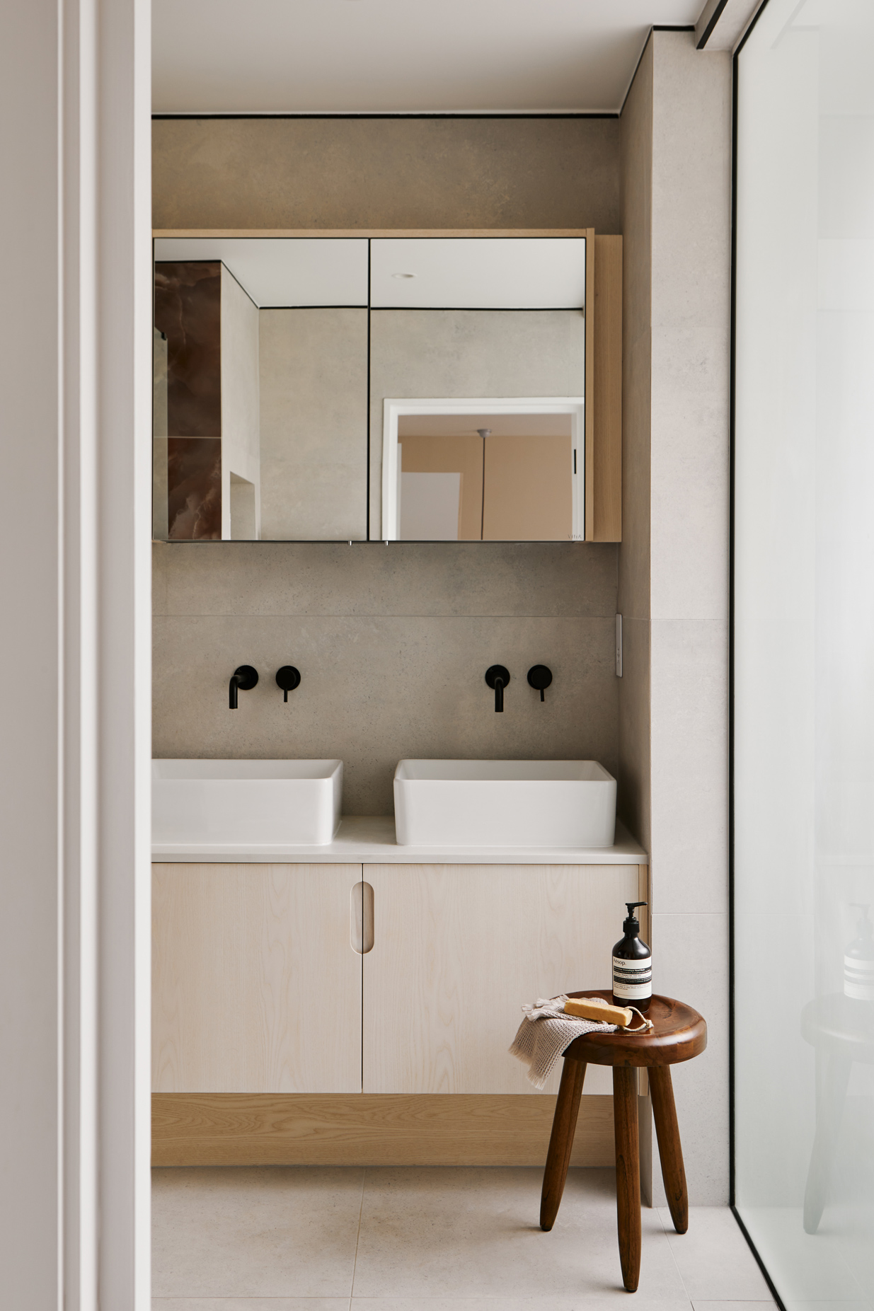 bespoke wood bathroom cabinet