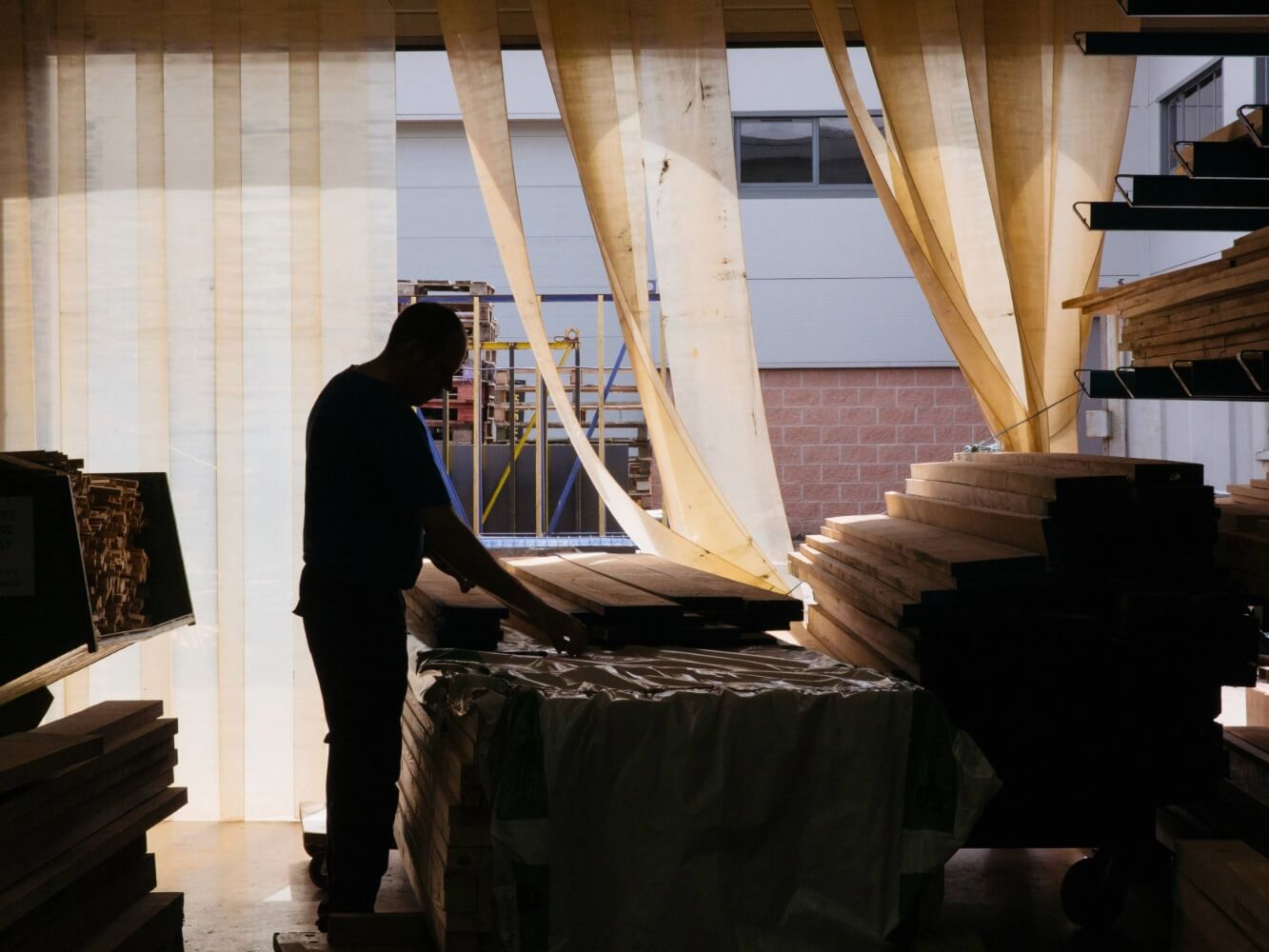 Landscape Image Showing Preparation of Wood Veneer at Factory